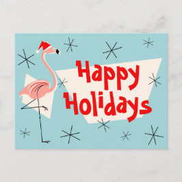 Flamingo Santas Blue Prettige feestdagen briefkaar