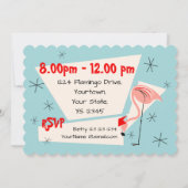 Flamingo Santas Blue scalloped horizontal Kaart (Achterkant)