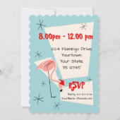 Flamingo Santas Blue-uitnodiging Kaart (Achterkant)