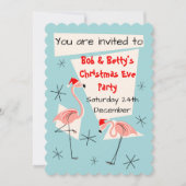Flamingo Santas Blue-uitnodiging Kaart (Voorkant)
