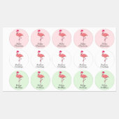 Flamingo Santas Kerstgroeten Labels (Vel)