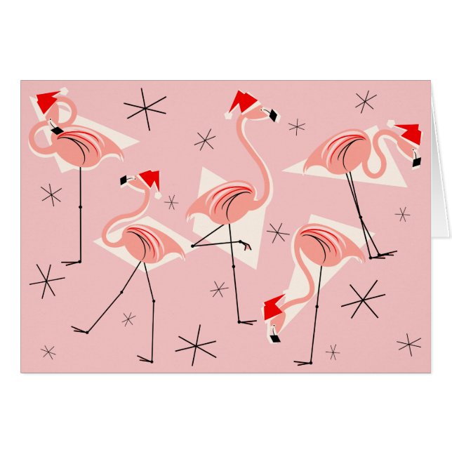 Flamingo Santas Pink Merry Horizontale Kerstmis (Voorkant Horizontaal)