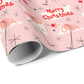 Flamingo Santas Pink Merry Kerstmis Cadeaupapier (Rol Hoek)