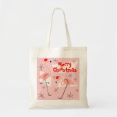 Flamingo Santas Pink Merry Kerstmis canvas tas (Voorkant)