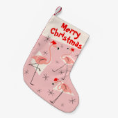 Flamingo Santas Pink Merry Kerstmis Kleine Kerstsok (Voorkant (Hangend))