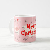 Flamingo Santas Pink Merry Kerstmis mok (Voorkant links)