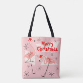 Flamingo Santas Pink Merry Kerstmis overal Tote Bag (Achterkant)