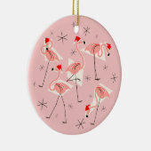 Flamingo Santas Pink Merry Kerstround Keramisch Ornament (Rechts)
