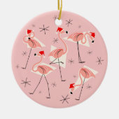 Flamingo Santas Pink Merry Kerstround Keramisch Ornament (Voorkant)