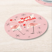 Flamingo Santas Pink Merry Kerstround Ronde Kartonnen Onderzetter (Gebogen)