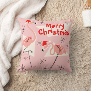 Flamingo Santas Pink Merry Kerstvierkant Kussen