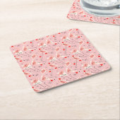 Flamingo Santas Pink Multi onderzetters vierkant (Schuin)