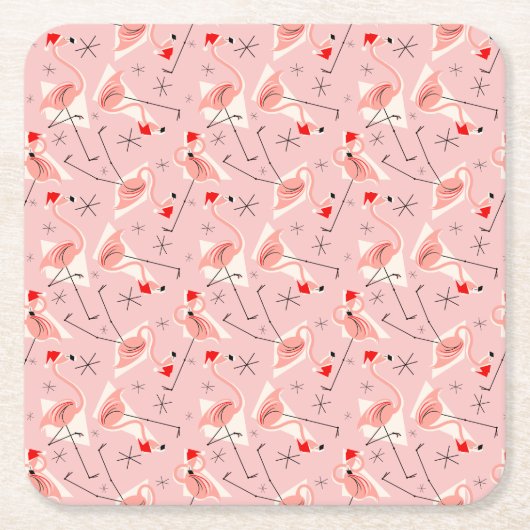 Flamingo Santas Pink Multi onderzetters vierkant (Voorkant)