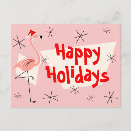Flamingo Santas Pink Prettige feestdagen briefkaar
