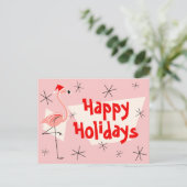 Flamingo Santas Pink Prettige feestdagen briefkaar (Staand voorkant)