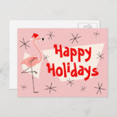 Flamingo Santas Pink Prettige feestdagen briefkaar (Voorkant / Achterkant)