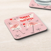 Flamingo Santas Pink Prettige feestdagen plastic Onderzetter (Linkerzijde)