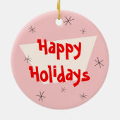 Flamingo Santas Pink Prettige feestdagen round Keramisch Ornament (Achterkant)