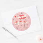 Flamingo Santas Pink Prettige feestdagen sticker r (Envelop)
