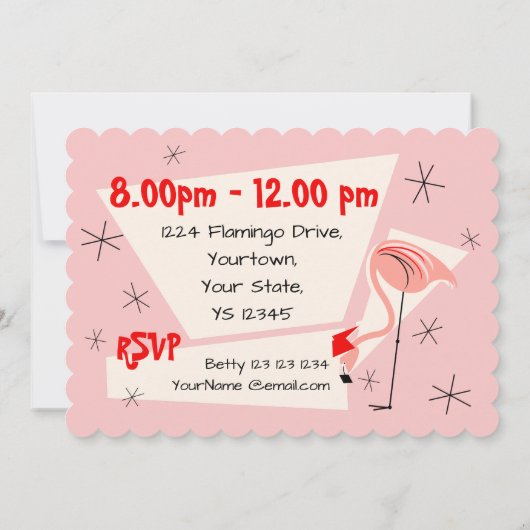 Flamingo Santas Pink scalloped horizontal Kaart (Achterkant)