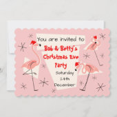 Flamingo Santas Pink scalloped horizontal Kaart (Voorkant)