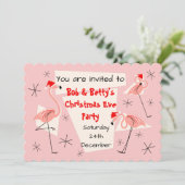 Flamingo Santas Pink scalloped horizontal Kaart (Staand voorkant)