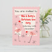 Flamingo Santas Pink-uitnodiging gescallopeerd Kaart (Staand voorkant)