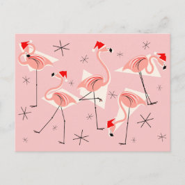 Flamingo Santas Roze briefkaart
