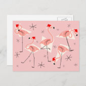 Flamingo Santas Roze briefkaart (Voorkant / Achterkant)