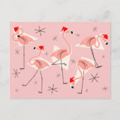 Flamingo Santas Roze briefkaart (Voorkant)