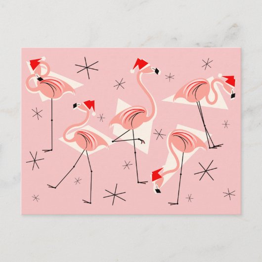 Flamingo Santas Roze briefkaart (Voorkant)