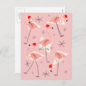 Flamingo Santas Roze briefkaarten portret (Voorkant / Achterkant)