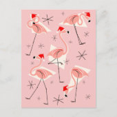 Flamingo Santas Roze briefkaarten portret (Voorkant)