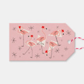 Flamingo Santas Roze cadeau labels roze Cadeaulabel (Voorkant (Horizontaal))