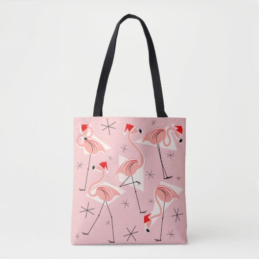 Flamingo Santas Roze helemaal canvas tas (Voorkant)