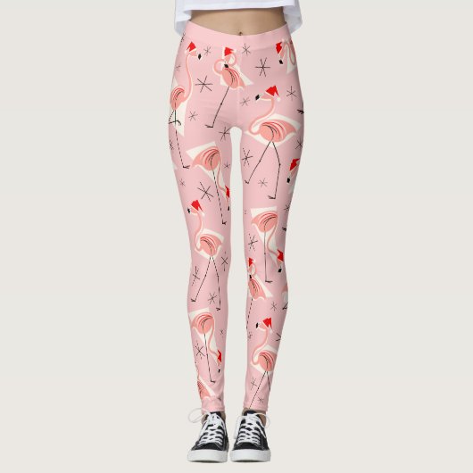 Flamingo Santas Roze leggings (Voorkant)