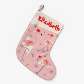 Flamingo Santas Roze Naam kous Kleine Kerstsok (Voorkant (Hangend))
