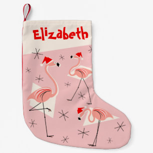 Flamingo Santas Roze Naam kous Kleine Kerstsok