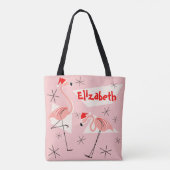 Flamingo Santas Roze Naam overal Tote Bag (Achterkant)