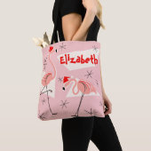Flamingo Santas Roze Naam overal Tote Bag (Dichtbij)