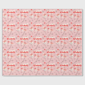 Flamingo Santas Roze Naam verpakkingspapier Cadeaupapier (Vlak)