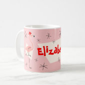 Flamingo Santas Roze Name mok (Voorkant links)