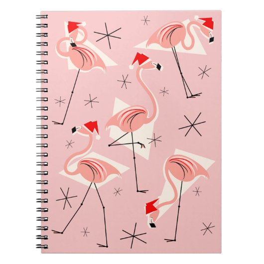 Flamingo Santas Roze notitieboek (Voorkant)