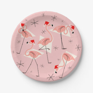 Flamingo Santas Roze papieren bord