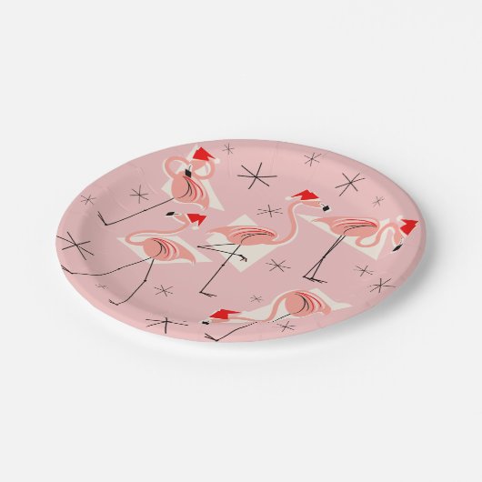 Flamingo Santas Roze papieren bord (Gekanteld)