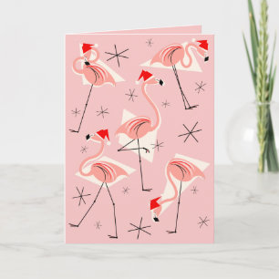 Flamingo Santas Roze Prettige feestdagen roze