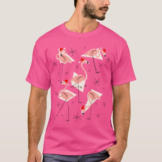 Flamingo Santas Roze t-shirt mannen (Voorkant)