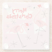 Flamingo Santas Roze Vrolijk Kerst onderzetter (Achterkant)