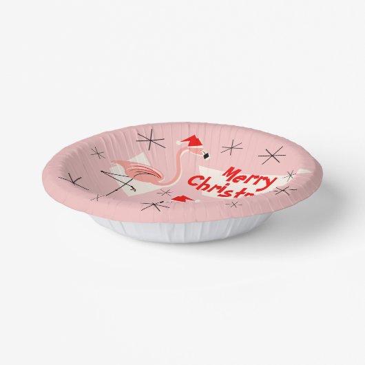 Flamingo Santas Roze Vrolijk Kerstfeest Papieren Kommen (Gebogen)