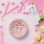 Flamingo Santas Roze Vrolijk Kerstfeest Papieren Kommen (Feest)